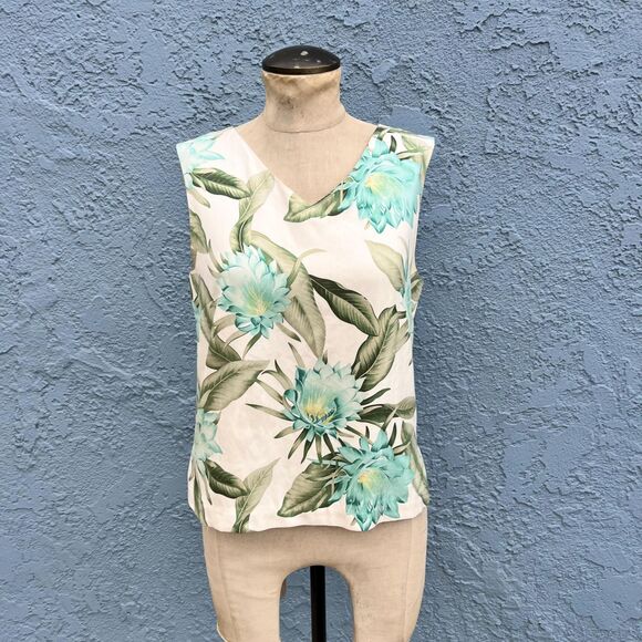 Vintage Silk Tank Top Shell by Tommy Bahama Medium Tropical Vacation - Picture 2 of 10